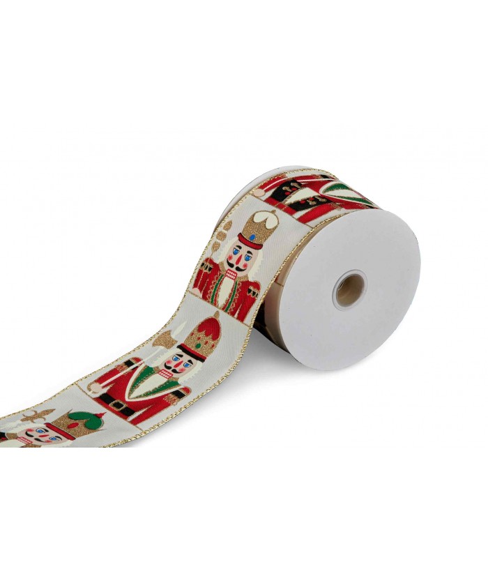 910cm Christmas Ribbon Roll with Nutcracker Pattern 