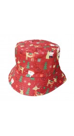 CHRISTMAS BUCKET HAT FUN PATTERNS FULLY LINED, RED