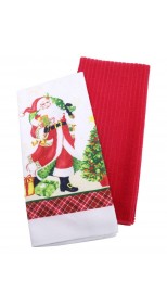 CHRISTMAS TEA TOWEL - SANTA (SET OF 2)