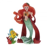 Disney Showcase Collection  COUTURE DE FORCE - CHRISTMAS ARIEL WITH FLOUNDER FIGURINE