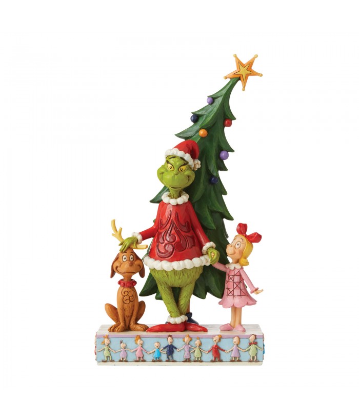 Grinch by Jim Shore - GRINCH, MAX AND CINDY BY TREE, 28.5CM