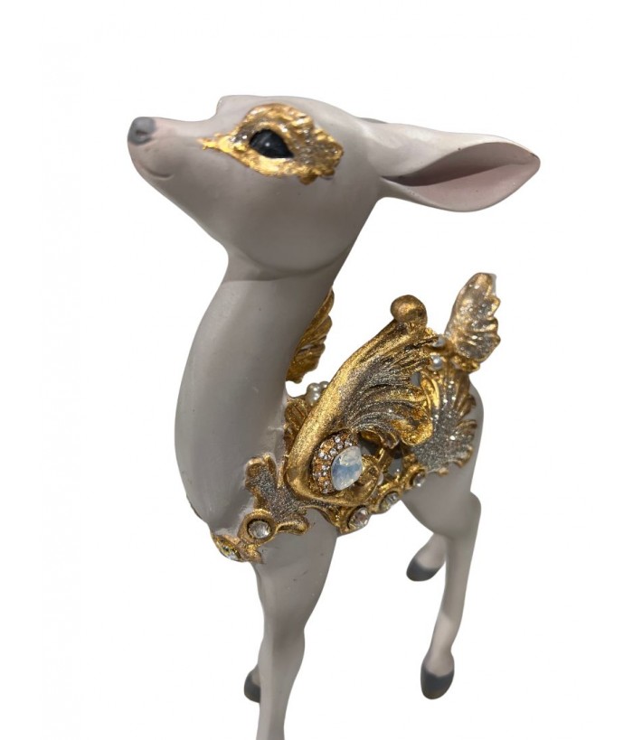 STANDING DEER DETAILED WITH GOLD AND BEADS 28cm