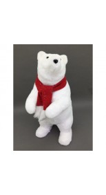  POLAR BEAR WITH RED SCARF STANDING 65CM TALL