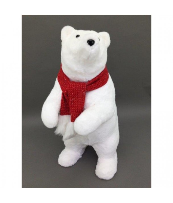  POLAR BEAR WITH RED SCARF STANDING 65CM TALL