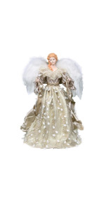 CHRISTMAS ANGEL, CHAMPAGNE 40CM TALL