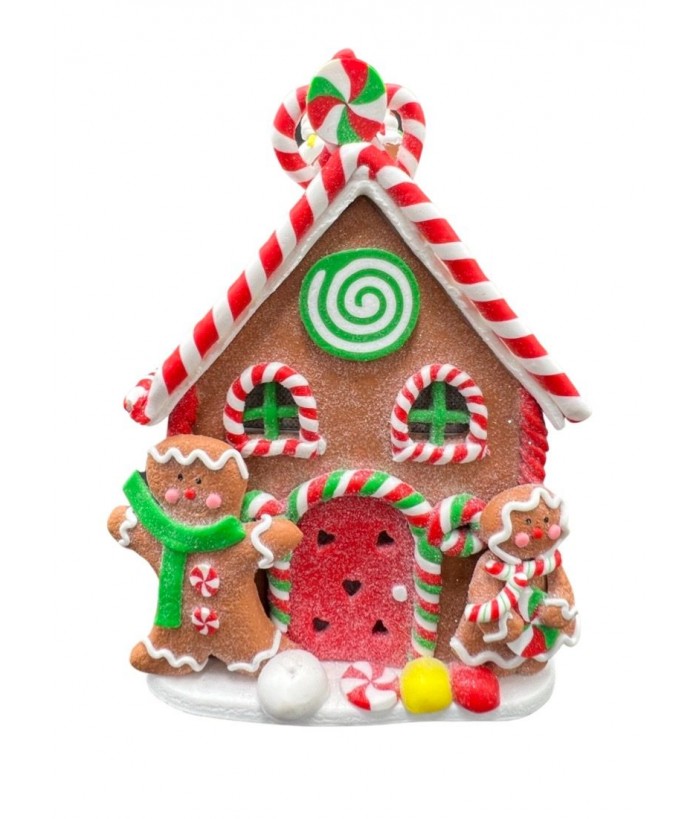  GINGERBREAD HOUSE WITH LED LIGHTS 18CM