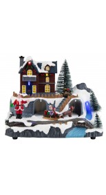 VILLAGES - MUSICAL CHRISTMAS SCENE WITH MOVING SLEIGH AND LED LIGHT