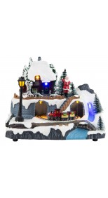 VILLAGES - MUSICAL CHRISTMAS SCENE WITH MOVING TRAIN AND LED LIGHT