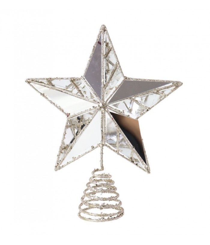 MIRROR TREE TOPPER STAR CHAMPAGNE, 20cm