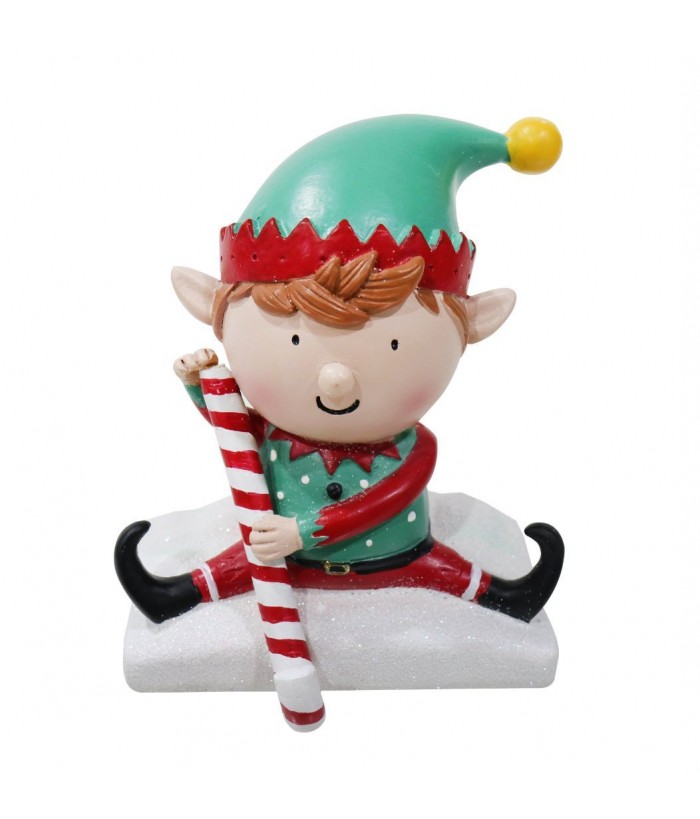 STOCKING HOLDER ELF WITH CANDY CANE