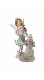 Deal of The Day - FAIRY AND SNOWMAN DANCING RESIN, 18CM