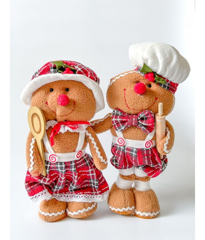 XMAS PLUSH EXTENDABLE STANDING GINGERBREAD (set of 2)