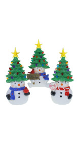 SNOWMAN LED TREES 22CM (SET OF 3 PIECES)