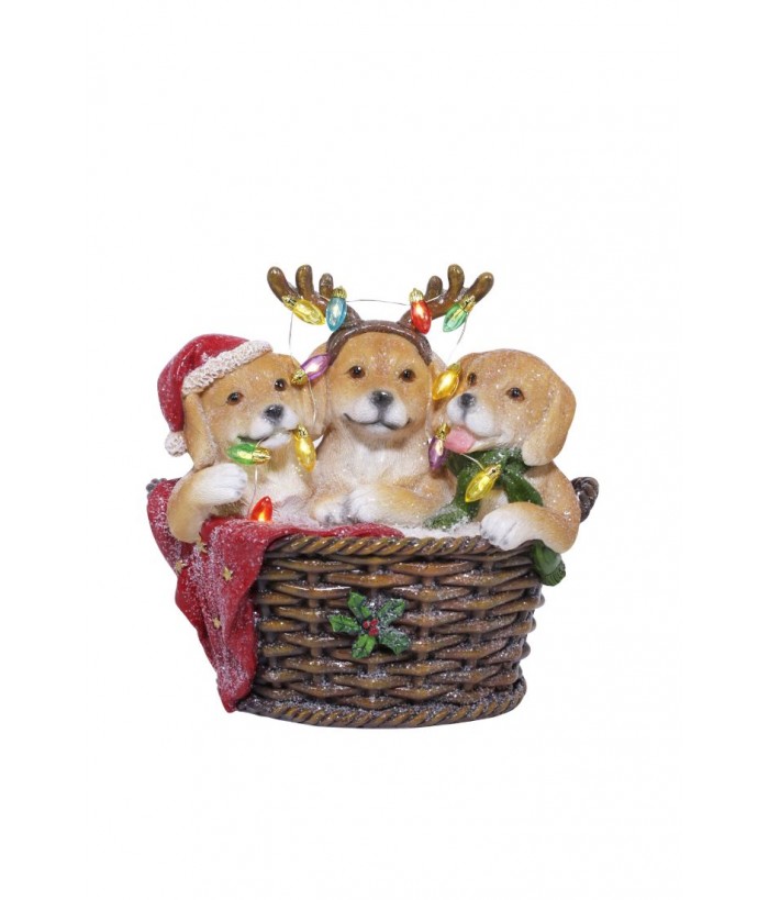 Resin LED Dogs in a Basket 6