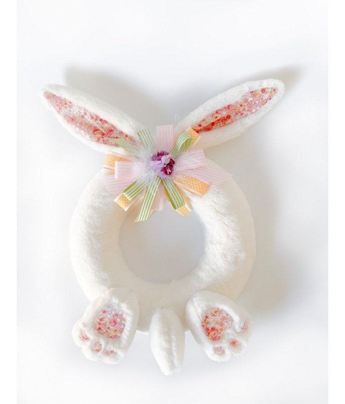 WREATH BUNNY WHITE FLORAL