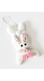 PINK FLORAL LAYING BUNNY