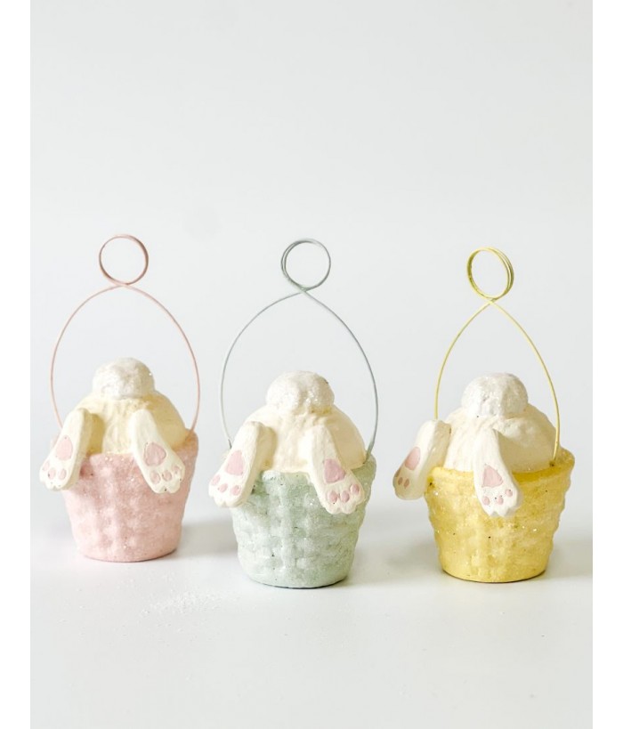 BUNNY TAIL ORNAMENTS & PLACE CARD HOLDER SET OF 3