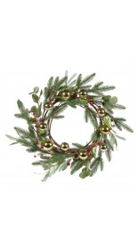 LED RED AND GOLD BAUBLE WREATH, 60CM