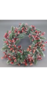  FROSTED MIX BERRY WREATH, 55CM 