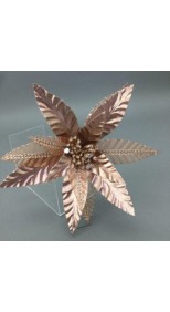 ROSE GOLD METALLIC POINSETTIA STEM 50CM