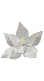 Poinsettia Artificial Flower White Stem 27cm