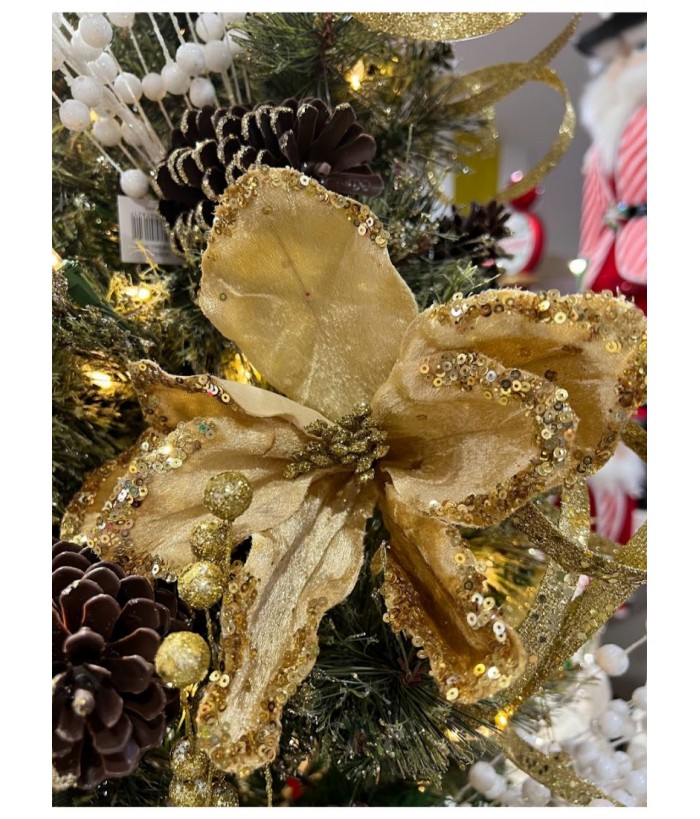 Sequence Artificial flower with clip for Christmas Wreaths and Tree Decorations