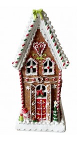 TRADITIONAL GINGERBREAD HOUSE IWTH LED LIGHTS, 25CM Height