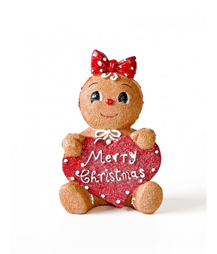 GINGERBREAD HEART WITH "MERRY CHRISTMAS" 13.5CM