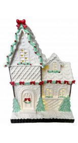 Deal of The Day - CHRISTMAS WHITE GINGERBREAD HOUSE WITH LED, 22CM