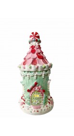 CHRISTMAS CANDY CANE HOUSE WITH LED, 22CM