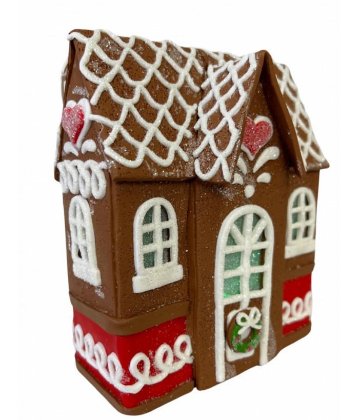 GINGERBREAD HOUSE WITH LED LIGHTS, 18CM