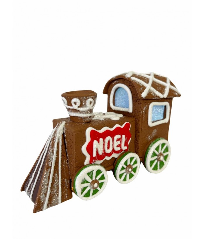 GINGERBREAD TRAIN WITH LED LIGHTS, 17CM