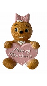 GINGERBREAD WITH PINK HEART " MERRY CHRISTMAS , 15CM