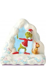 Grinch by Jim Shore - GRINCH & MAX ON SNOW MOUNT LIGHT UP, 22cm