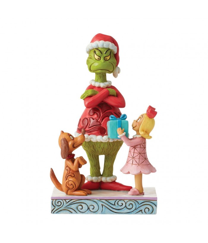 GRINCH By Jim Shore - MAX & CINDY GIVING GIFT TO GRINCH 18.4CM