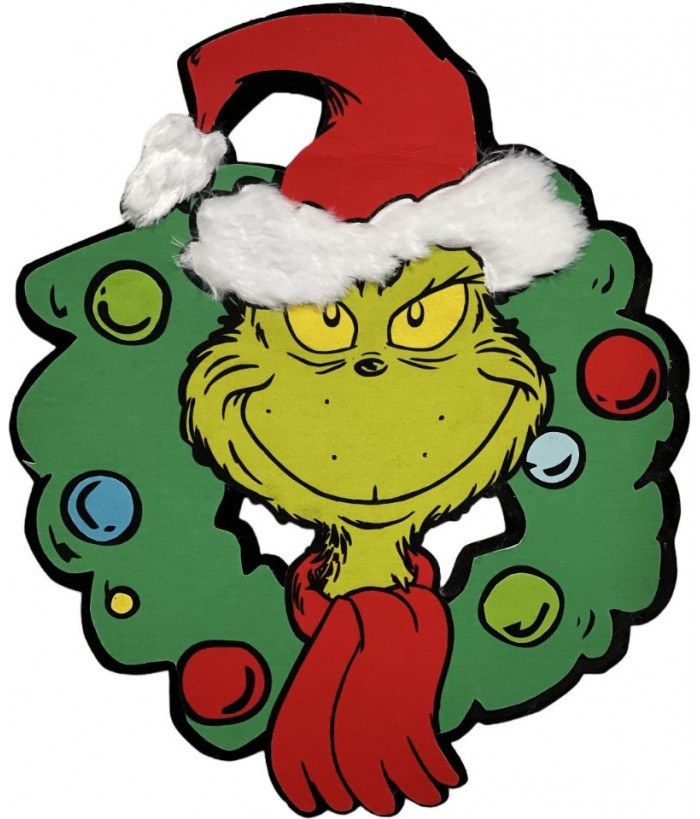 Dr. Seuss WHIMSY WALL DECOR GRINCH WITH WREATH, 69cm