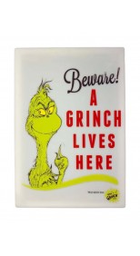 CHRISTMAS SIGNS - DR SEUSS THE GRINCH LIVE HERE INDOOR ACRYLIC SIGN 35 X 24cm