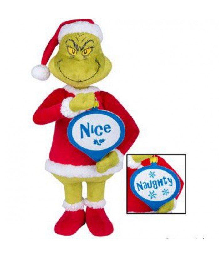 Holiday Greeter Grinch with Signs " NICE/ NAUGHTY", 24 inches tall 