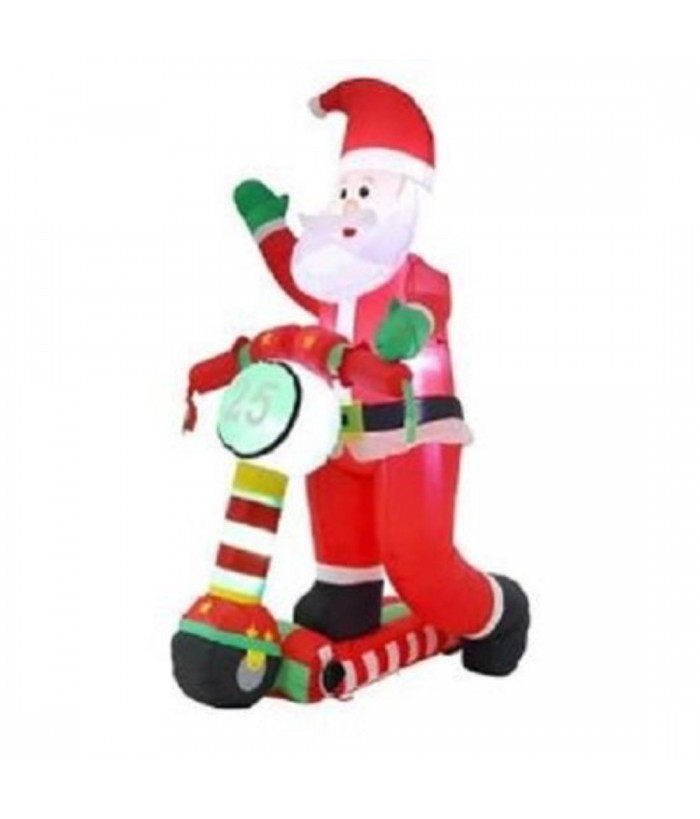 INFLATABLE SANTA  RIDING SCOOTER WITH LED LIGHT, 5FT