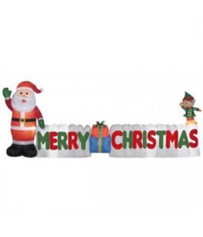 INFLATABLE SANTA "MERRY CHRISTMAS" SIGN WITH LED LIGHT, 3.6M