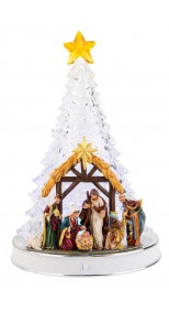 CRYSTAL-LIKE CHRISTMAS TREE NATIVITY SCENE WITH CHRISTMAS MUSIC AND LED LIGHT