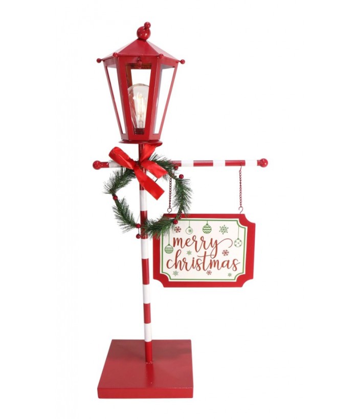 METAL LIGHT UP LAMP WITH "MERRY CHRISTMAS" SIGN, 80cm 