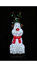 ACRYLIC RED NOSE REINDEER SITTING50cmH