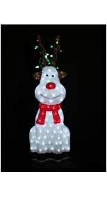 ACRYLIC RED NOSE REINDEER SITTING 90cmH
