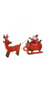 Acrylic Santa Sleigh with Reindeer 40cmH