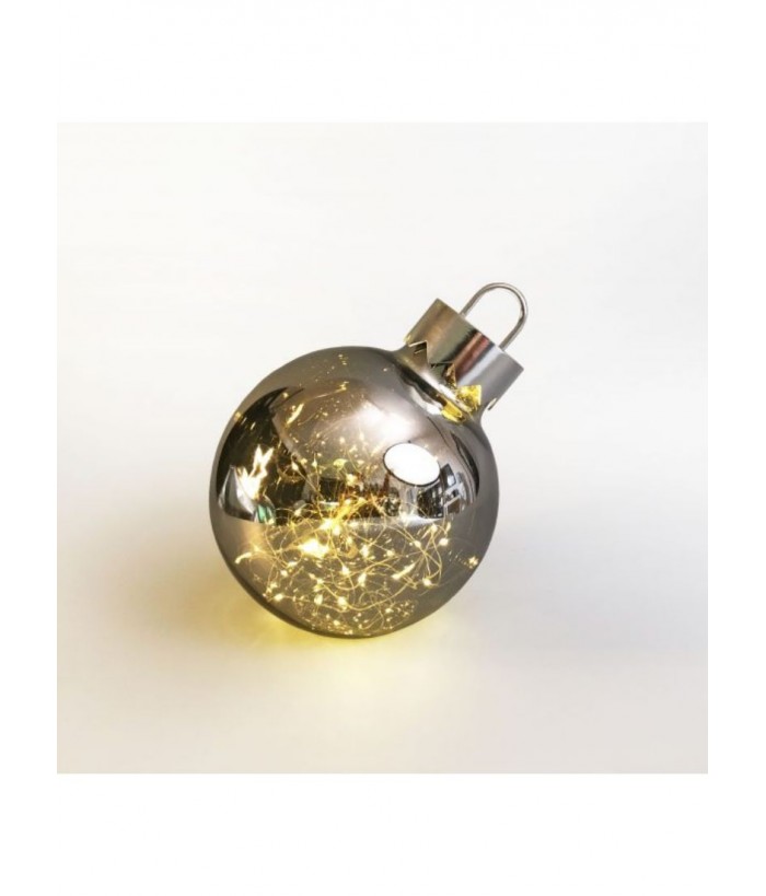Silver Illuminated Christmas Glass Bauble  