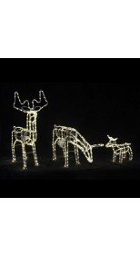 3D ILLUMINATED LED REINDEER FAMILY WITH MOTOR WITH WARN LIGHTS (SET OF 3)