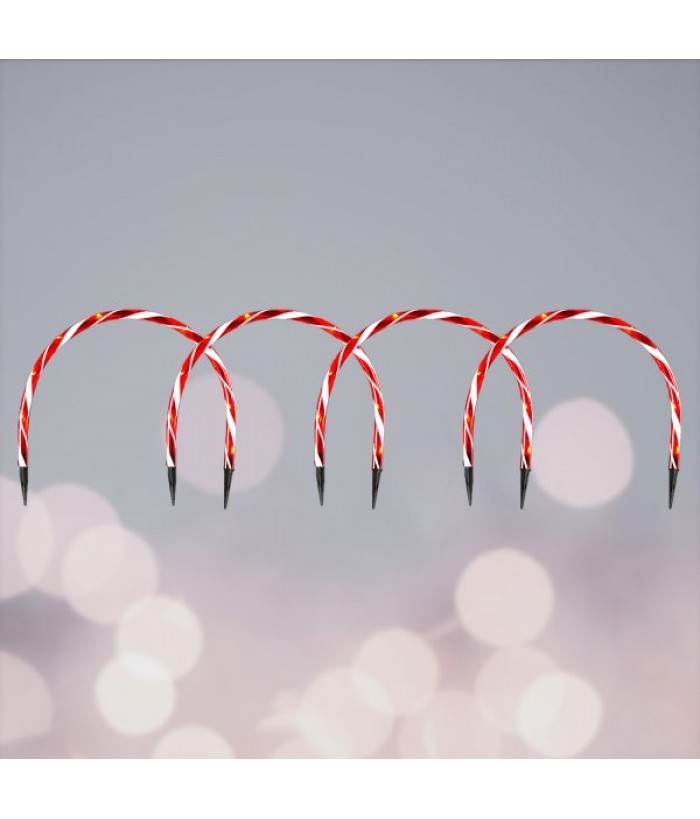 Set of 4 Arch Pathway Candy Cane Lights (Red & White)