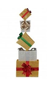 OUTDOOR CHRISTMAS PRESENT DISPLAY STACK WITH LIGHTS 167CM HEIGHT 