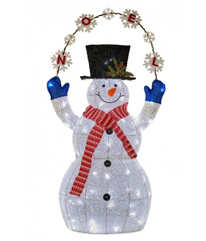 OUTDOOR CHRISTMAS SNOWMAN WITH LIGHTS 120CM HEIGHT